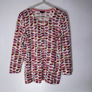 Talbots Small‎ Cotton Button Down Cardigan Watermelon Print CP